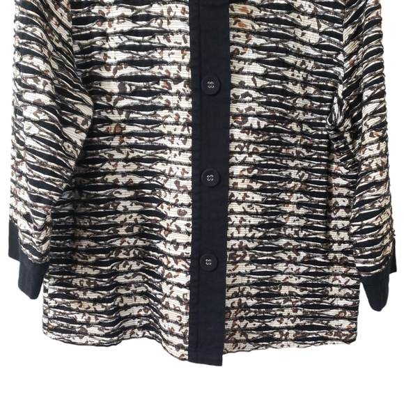 Chico's Cotton Applique Animal Print Button Front Jacket Large Mobwife - Picture 3 of 10